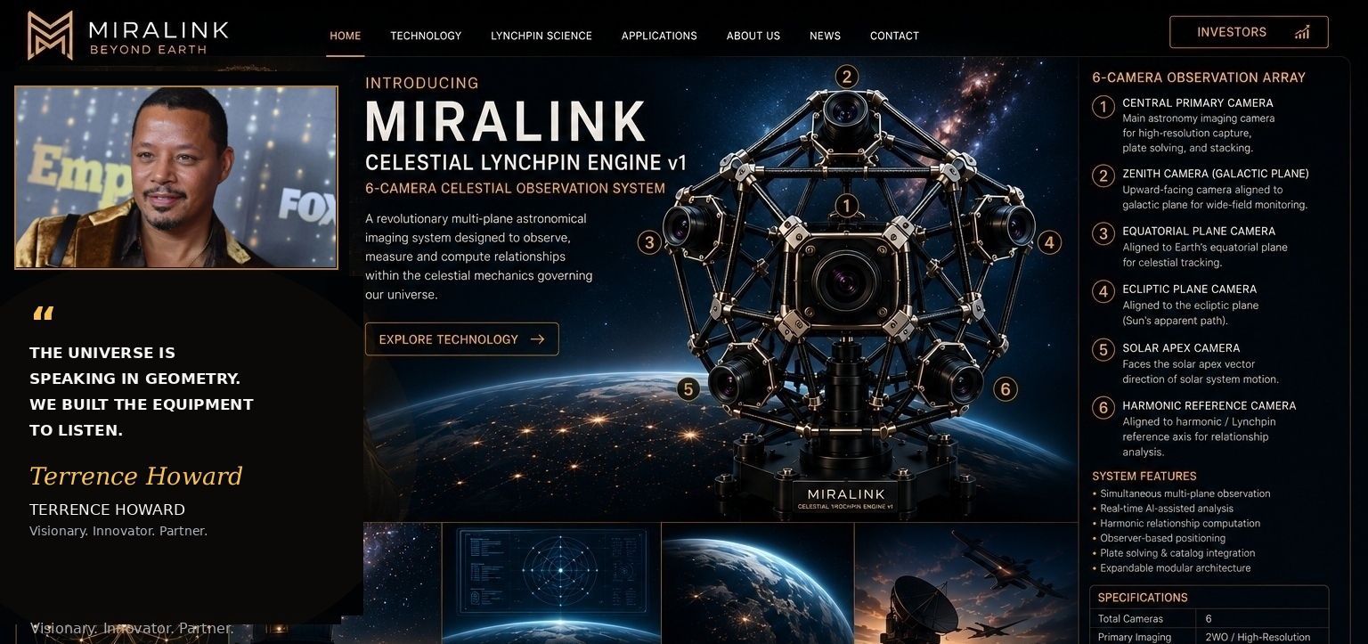 MiraLink Celestial Lynchpin Engine landing page